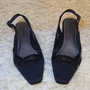 Black sling back heels
